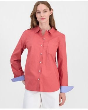 Nautica Jeans Roll-tab Button-front Shirt - Red