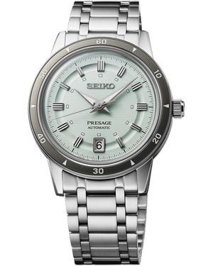 Seiko Automatic Presage Style 60s Stainless Steel Bracelet Watch 40mm - Gray