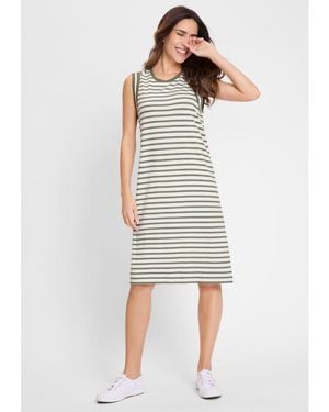 Olsen Striped Knit Dress - White