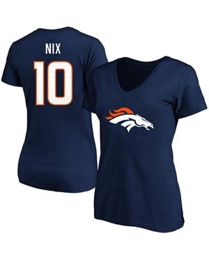 Fanatics Plus Size Denver Broncos Bo Nix V-neck T-shirt - Blue