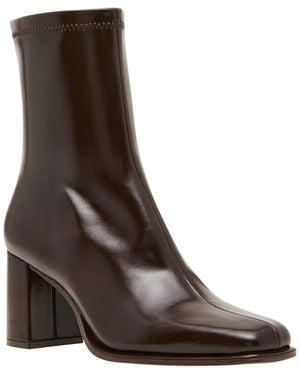 Madden Girl Morning Block Heel Square Toe Sock Booties - Brown