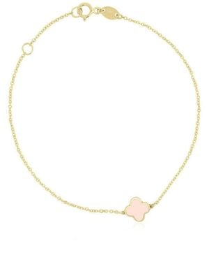 The Lovery Mini Pearl Single Clover Bracelet 14k Gold - Metallic