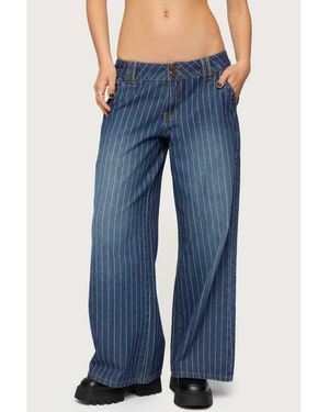 Edikted Cory Striped Low Rise Jeans - Blue