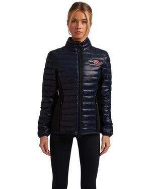Jacket Short Funnel-neck Puffer Jacket - Blue