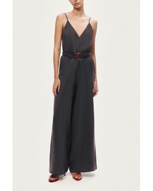 Nocturne V-neck Spaghetti Strap Jumpsuit - Blue