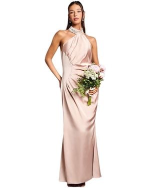Coast Satin Asymmetric Neck Maxi Dress - White