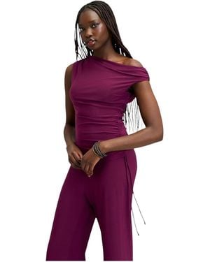 Sam Edelman One-shoulder Ruched Matte Jersey Top - Purple
