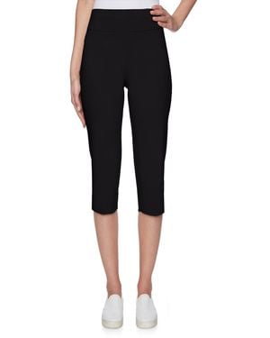 Ruby Rd. Petite Elastic Waist Pull-on French Terry Capri Pants - Black