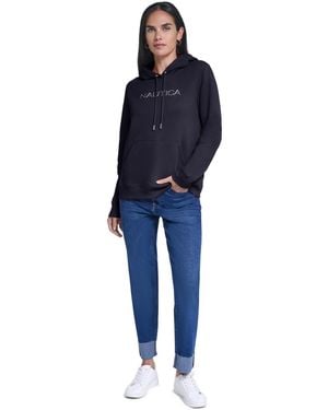 Nautica Logo Graphic Fleece Hoodie - Blue