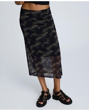 Kenneth Cole Side-ruched Pull-on Midi Skirt - Black