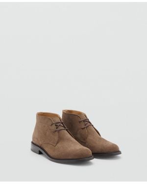 Mango Suede Leather Ankle Boots - Brown