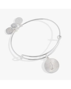 ALEX AND ANI Pave Starburst Texture Initial Bangle Bracelet J - White