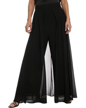 Muse Wide-leg Chiffon Overlay Pants - Black
