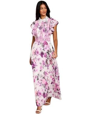 Coast Lace Collar Frill Maxi Dress - Pink