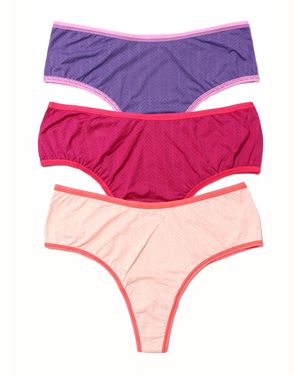 Hanky Panky Move Calm Hi-rise Thong 3 Pack - Pink