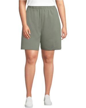 Lands' End Plus Size Sport Knit High Rise Shorts - Green