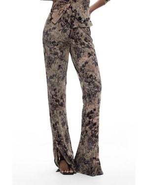 Desigual Flocked Long Pants - Gray
