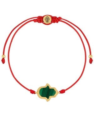 Karma and Luck Blessed In Peace Hamsa Malachite Red String Bracelet