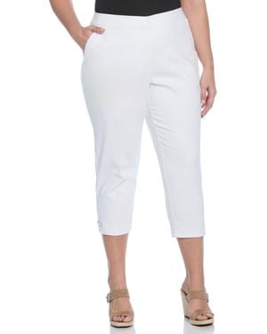 Rafaella Plus Size Satin Mid Rise Twill Capri Pants - White