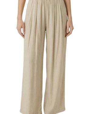 Modenaire Elastic-waist Wide-leg Pants - Natural