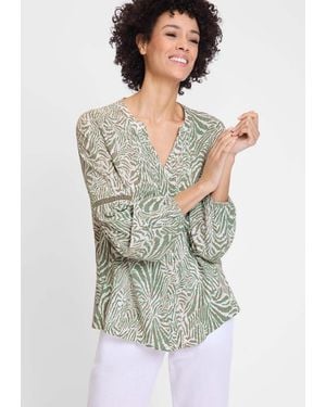 Olsen Neo Animal Print Tunic Blouse - Gray