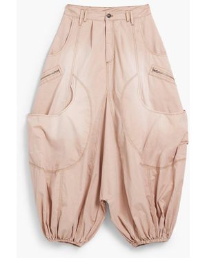 Desigual Cotton Cargo Pocket Harem Pants - Pink