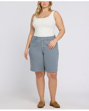 NYDJ Plus Size Lilly Mid-rise Shorts - Blue