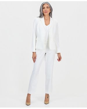 Le Suit Notch-lapel Mid-rise 2 Piece Pantsuit - White