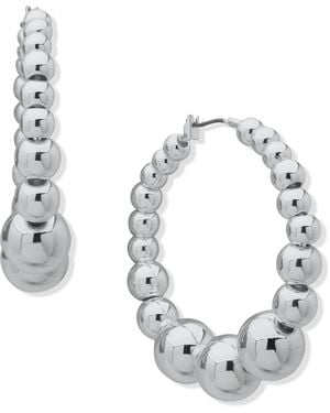 Nine West Copper Coated Beads -tone Sphere Hoop Earrings - Metallic