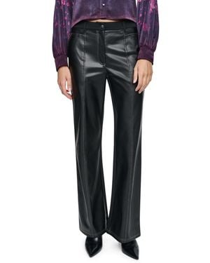 DKNY Wide-leg Faux-leather Mixed-fabric Pants - Black
