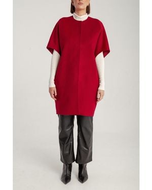 1982 Cashmere Short Sleeve Crew Neck Coat - Red