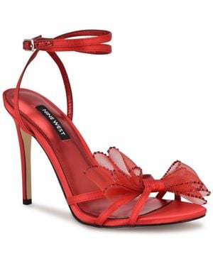Nine West Minky Stiletto Heel Strappy Dress Sandals - Red