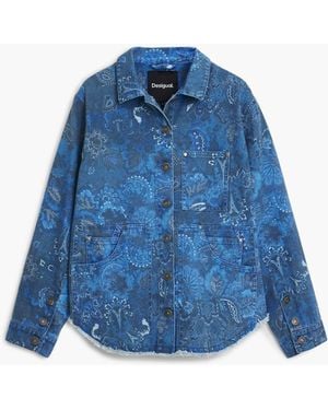 Desigual Frayed Paisley Jacket, Cotton - Blue