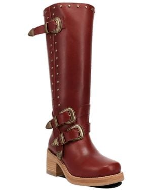 Dingo Fillmore Knee-high Western Studded Boots - Red