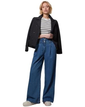 Karen Millen High Waisted Denim Wide Leg Jeans - Blue