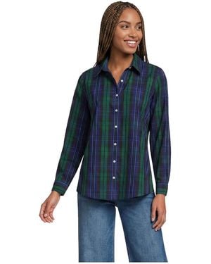 Lands' End Petite No Iron Button Front Shirt - Blue