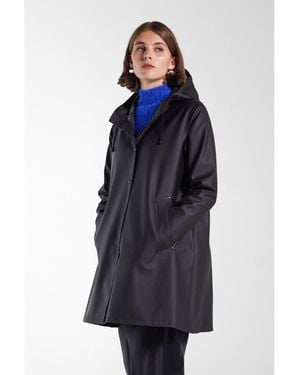 Stutterheim Mosebacke Hooded Long Sleeve Raincoat - Blue