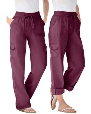 Woman Within Within Convertible Length Cargo Pant/capri - Red