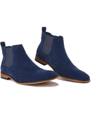 Gino Vitale Slip On Wing Tip Chelsea Boots - Blue