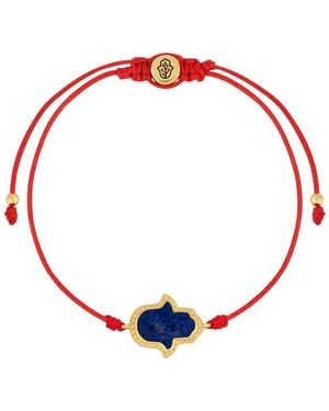 Karma and Luck Soul S Gratitude Hamsa Lapis Lazuli Red String Bracelet - Brown