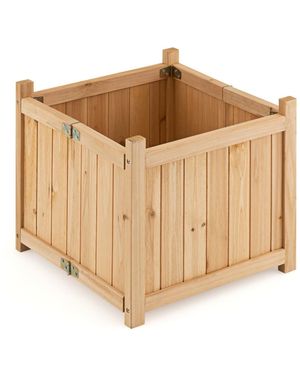 Skonyon Folding Square Fir Wood Raised Garden Bed - Natural
