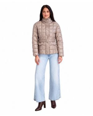 Kensie Quilted Funnel-neck Puffer Jacket - Blue