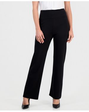 Anne Klein Essentials Petite Wide-leg High-waisted Pull-on Pants - Black