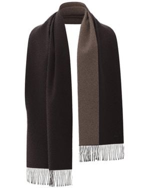 BOSS Wool Double-faced Two-tone Naster_re Wrap Scarf - Black