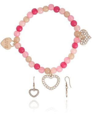Jessica Simpson Kids Heart Charm Bracelet & Earrings Set - White