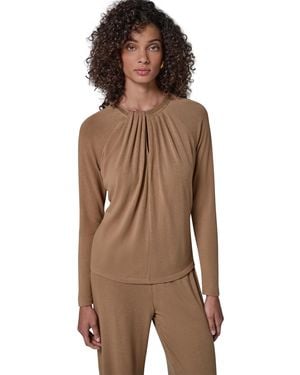 Donna Karan Necklace Detail Long-raglan Sleeves Keyhole Cutout Pullover - Brown