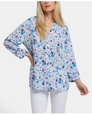 NYDJ Pintuck Blouse Top - Blue