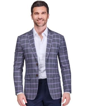 Gino Vitale Plaid Slim Fit Sportcoat Blazer - Blue