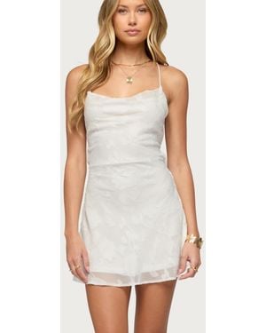 Edikted Velvet Embroidered Backless Mini Dress - White