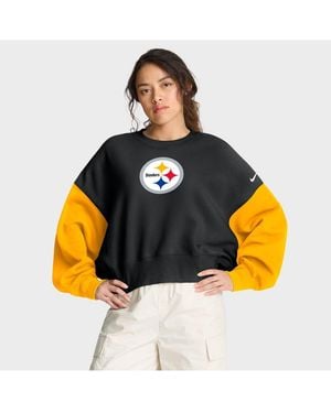 Nike Pittsburgh Steelers Oversized Color-block Pullover Sweatshirt - Black